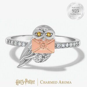 Harry Potter Hedwig Owl Ring, solid 925 Sterling Silver Charmed Aroma